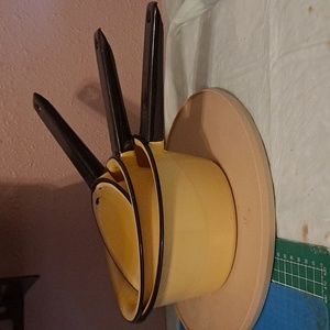 3 Yellow Enamel Pots